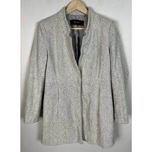 Zara Basic Herringbone Knit Peacoat Lined Cotton Blend Size Large Women’s